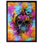Ancient Wisdom Mono Single Cotton Bedspread + Wall Hanging – Day of Dead Skull