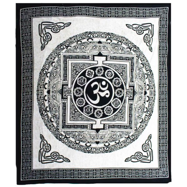 Ancient Wisdom Mono Double Cotton Bedspread + Wall Hanging – OM Mandala