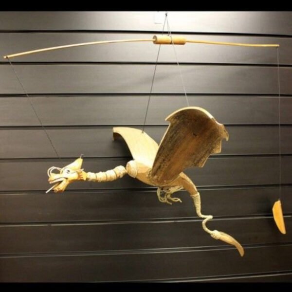 Ancient Wisdom Large Natural Coconut Dragon Mobile 46cm