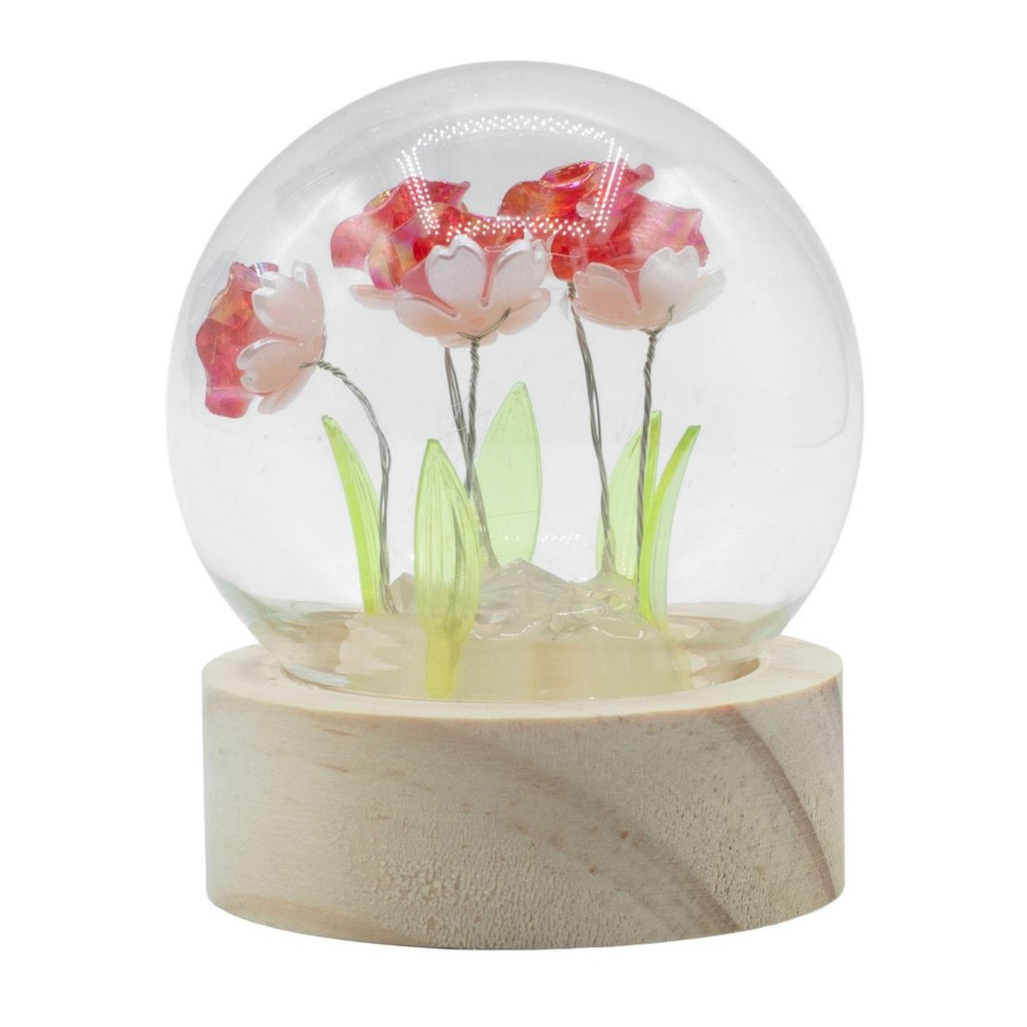 FGGD-09 Ancient Wisdom LED Floral Glow Garden Dome Light - 5 Red Roses Ancient Wisdom LED Floral Glow Garden Dome Light - 5 Red Roses - Image 1