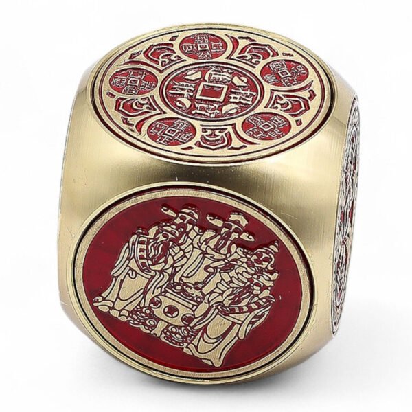 Ancient Wisdom Feng Shui Fortune - Red & Brass Prosperity Cube - Flat