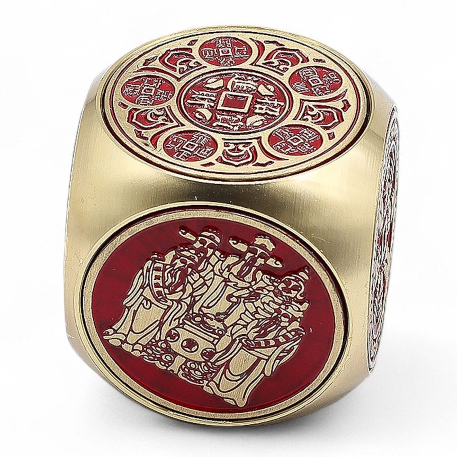 FSFD-06 Ancient Wisdom Feng Shui Fortune - Red & Brass Prosperity Cube - Flat Ancient Wisdom Feng Shui Fortune - Red & Brass Prosperity Cube - Flat - Image 1
