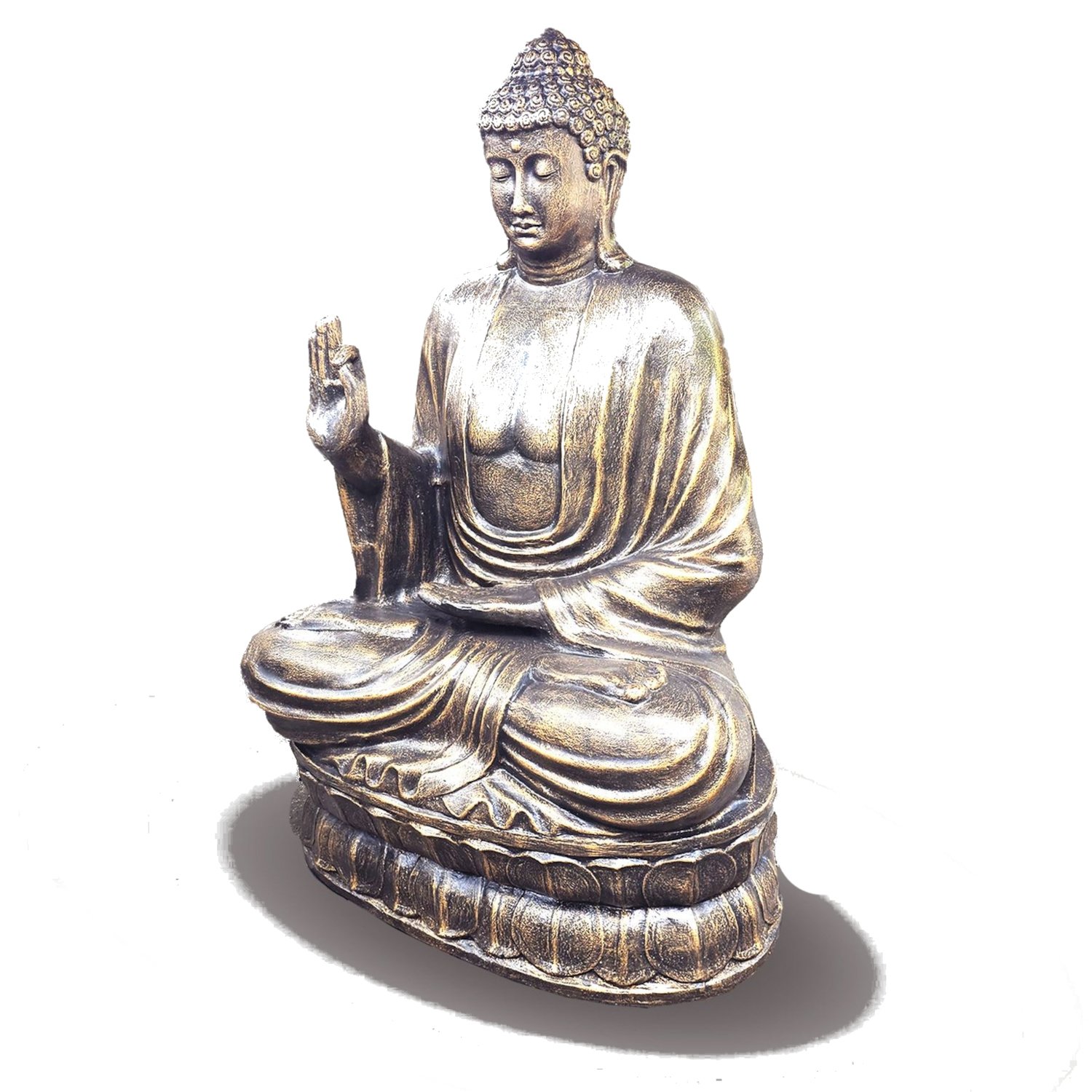GAS-01 Ancient Wisdom Large Antique Gold Buddha Teaching On Lotus Statue Ancient Wisdom Large Antique Gold Buddha Teaching On Lotus Statue - Image 1
