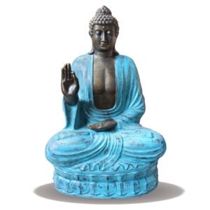 GAS-02 Ancient Wisdom Large Turquoise & Stone Buddha Teaching On Lotus Statue