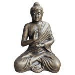 Ancient Wisdom Large Antique Gold Buddha Meditation In Stupa Statue