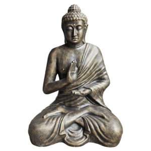 GAS-03 Ancient Wisdom Large Antique Gold Buddha Meditation In Stupa Statue