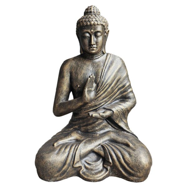 Ancient Wisdom Large Antique Gold Buddha Meditation In Stupa Statue