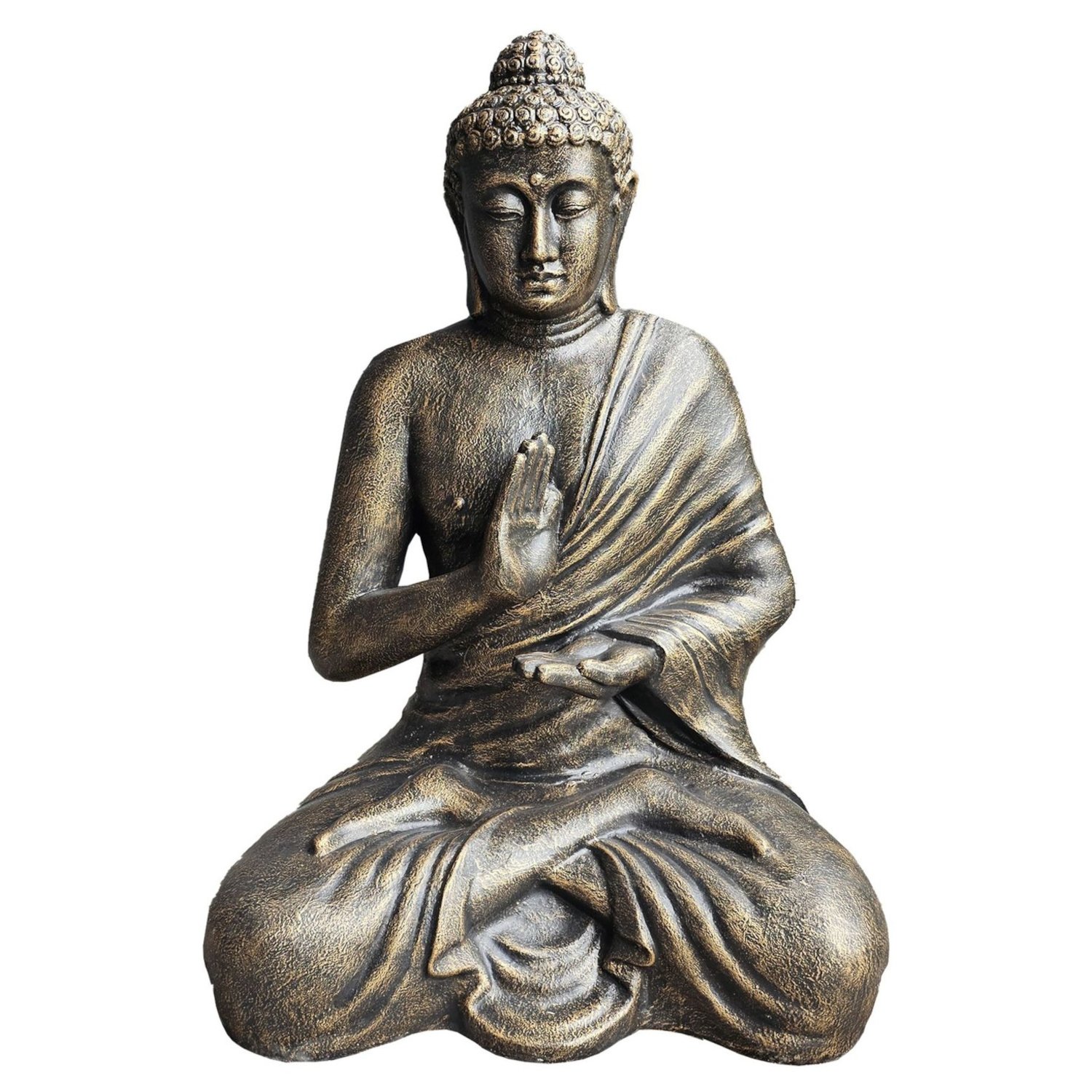 GAS-03 Ancient Wisdom Large Antique Gold Buddha Meditation In Stupa Statue Ancient Wisdom Large Antique Gold Buddha Meditation In Stupa Statue - Image 1