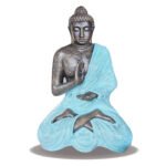Ancient Wisdom Large Turquoise & Stone Buddha Meditation In Stupa Statue