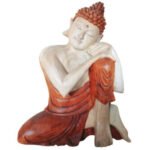 Ancient Wisdom Hand Carved Suar Wood Thinking Buddha Statue – 25cm