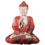 Ancient Wisdom Hand Carved Suar Wood Teaching Transmission Buddha Statue – 30cm