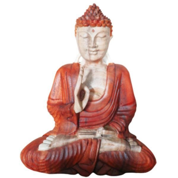 Ancient Wisdom Hand Carved Suar Wood Teaching Transmission Buddha Statue – 30cm