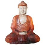 Ancient Wisdom Hand Carved Suar Wood Hand Down Buddha Statue – 30cm