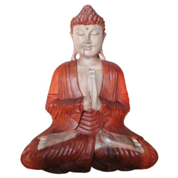 Ancient Wisdom Hand Carved Suar Wood Welcome Buddha Statue – 40cm