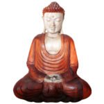 Ancient Wisdom Hand Carved Suar Wood Hand Down Buddha Statue – 40cm