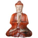 Ancient Wisdom Hand Carved Suar Wood Welcome Buddha Statue – 60cm