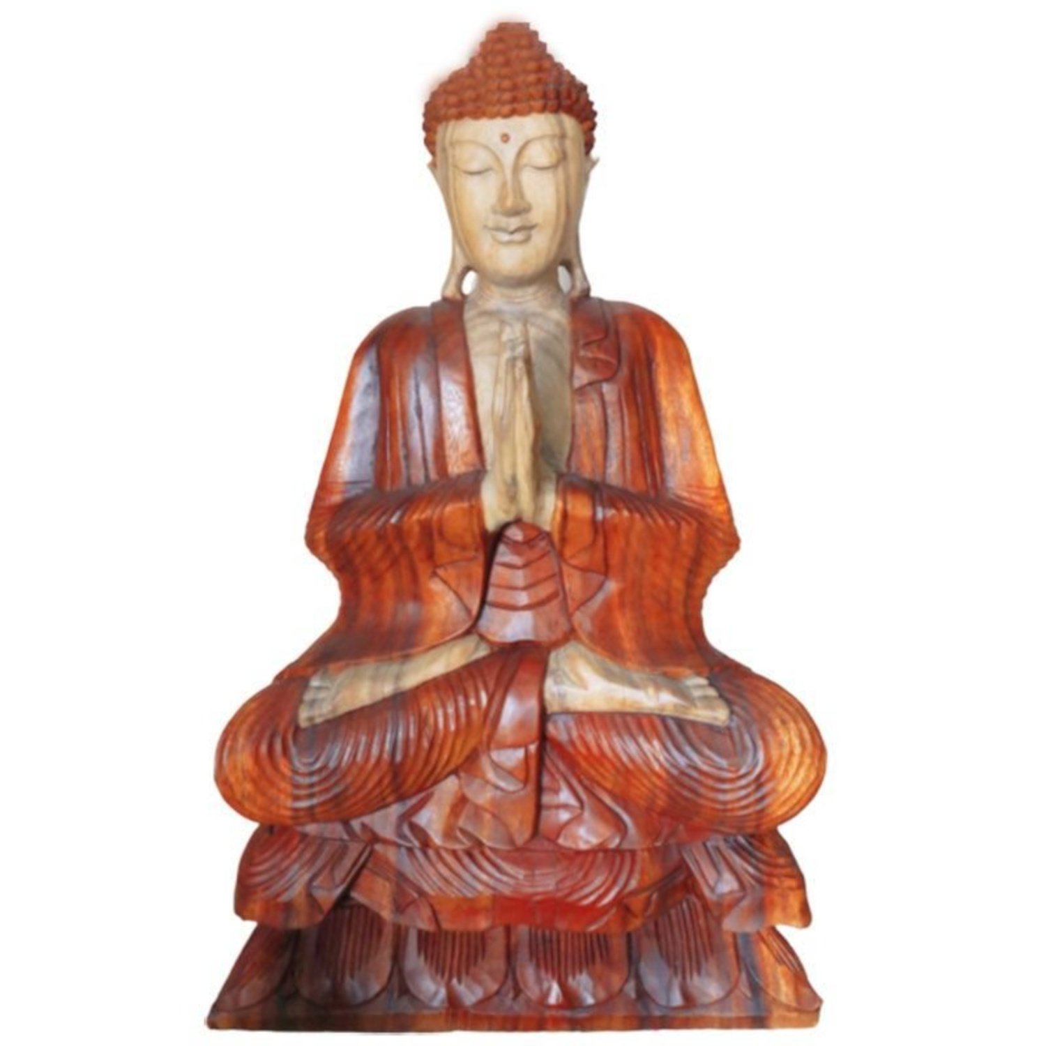 HCBS-12 Ancient Wisdom Hand Carved Suar Wood Welcome Buddha Statue - 80cm Ancient Wisdom Hand Carved Suar Wood Welcome Buddha Statue - 80cm - Image 1
