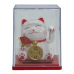 Ancient Wisdom White Mini Solar Powered Money Cat In Box