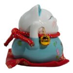 Ancient Wisdom Ceramic Money Cat Bank - Blue On Cushion - Image 3