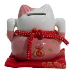 Ancient Wisdom Ceramic Money Cat Bank - Pink On Cushion - Image 2