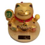 Ancient Wisdom Solar Money Cat Wooden Base - Gold Moving Hand - Image 2