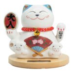 Ancient Wisdom Solar Money Cat Wooden Base – Blue Moving Hand