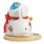 Ancient Wisdom Solar Money Cat Wooden Base – Blue Moving Hand - Image 3