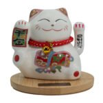 Ancient Wisdom Solar Money Cat Wooden Base - Pink Moving Hand