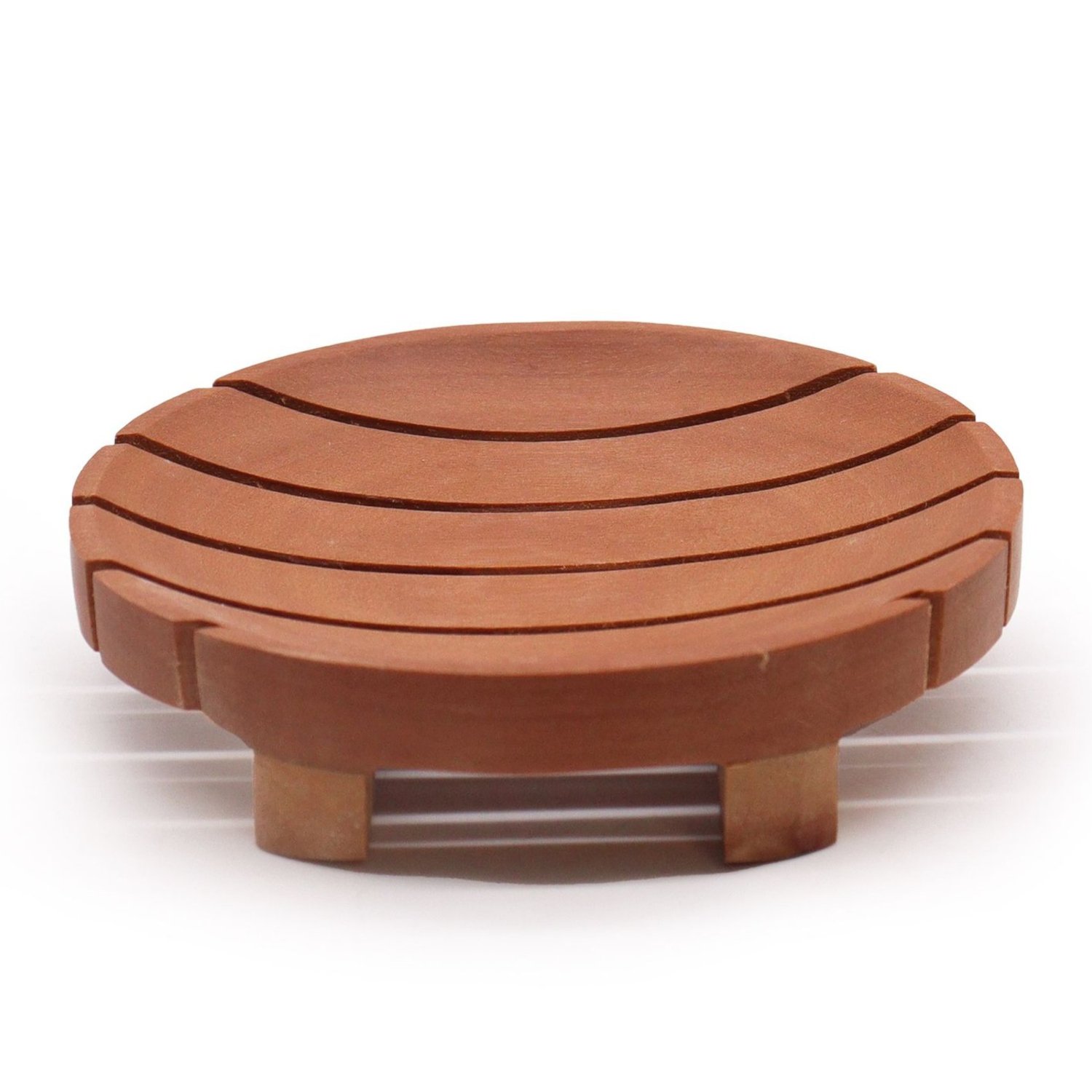 MSD-08 Ancient Wisdom Classic Round Mahogany Wood Soap Dish Ancient Wisdom Classic Round Mahogany Wood Soap Dish - Image 1
