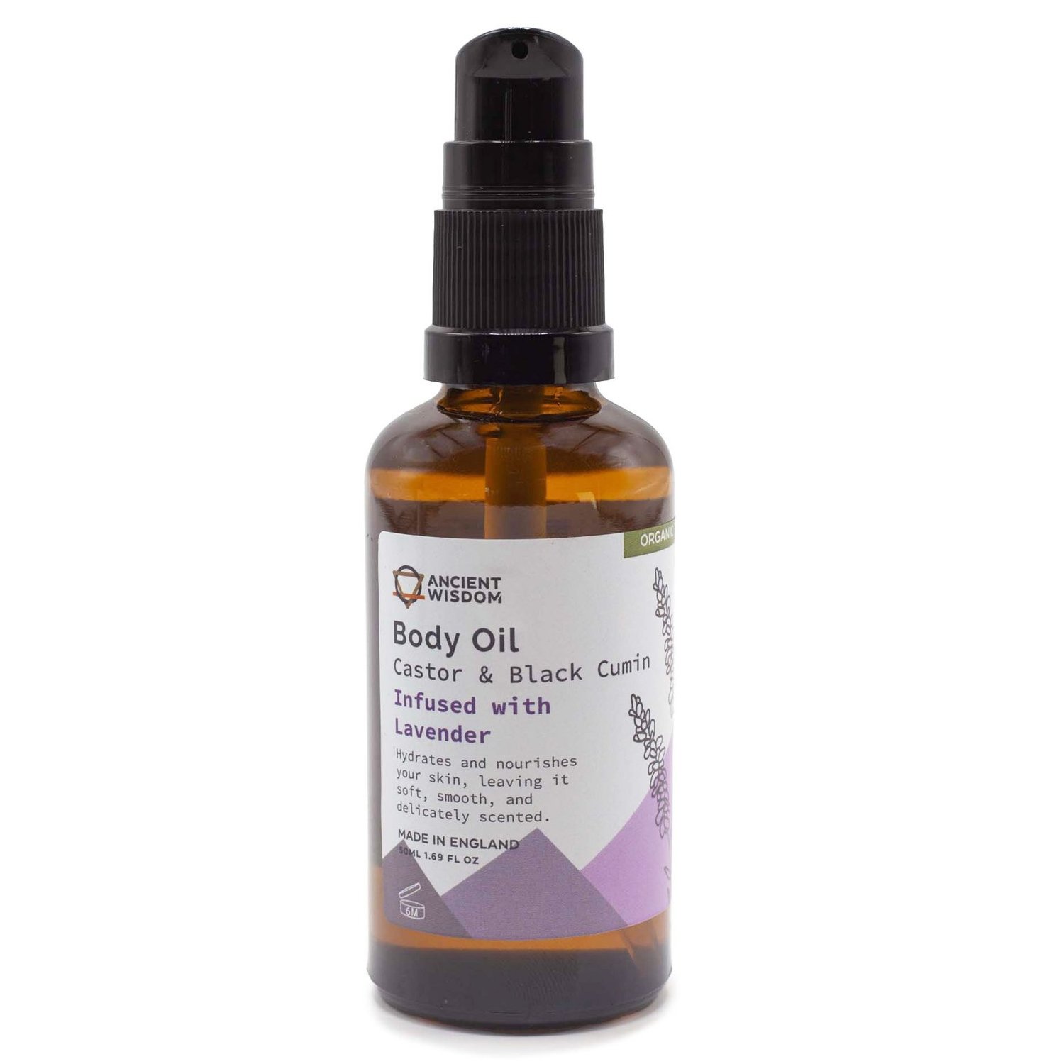 OBO-02 Ancient Wisdom Lavender Organic Body Oil 50ml Ancient Wisdom Lavender Organic Body Oil 50ml - Image 1