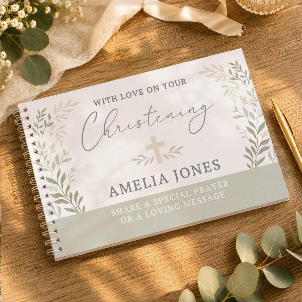 Personalised Any Message Religious Cross Design Guest Book