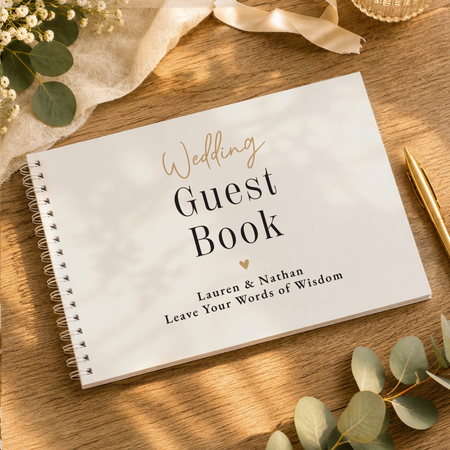 P0512AI75 Personalised Any Message Black & Gold Text Guest Book Personalised Any Message Black & Gold Text Guest Book - Image 1