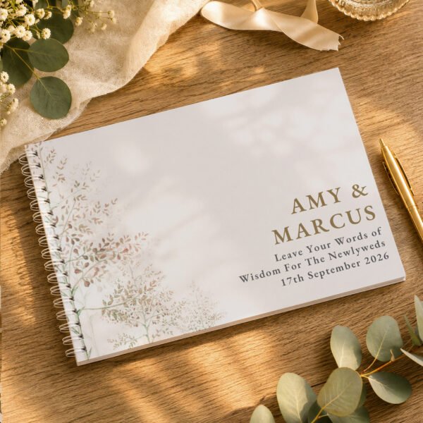 Personalised Any Message Pastel Tree Design Guest Book