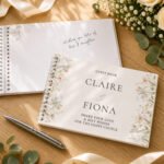 Personalised Any Message Peach Wild Flowers Design Guest Book - Image 4