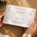Personalised Any Message Peach Wild Flowers Design Guest Book - Image 5