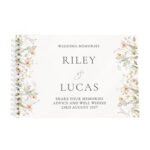 Personalised Any Message Peach Wild Flowers Design Guest Book - Image 6