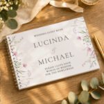 Personalised Any Message Pink Wild Flowers Design Guest Book