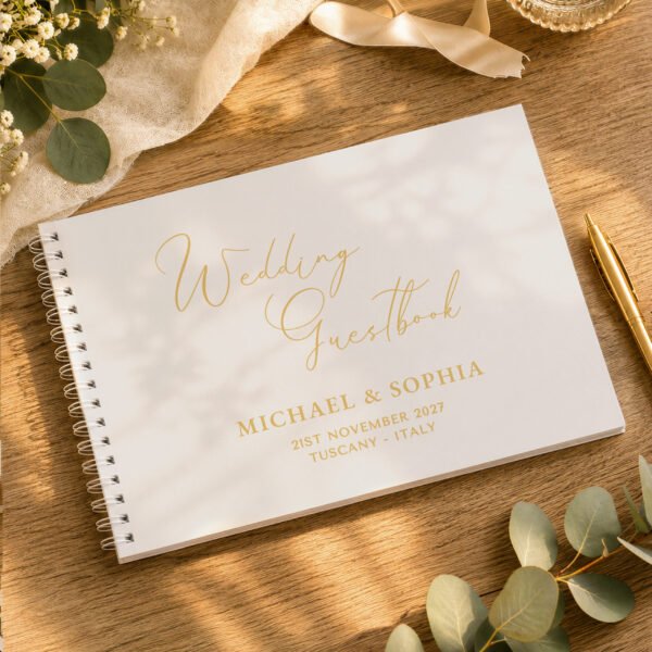 Personalised Any Message Off White Wedding Guest Book