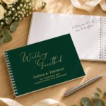 Personalised Any Message Dark Green Wedding Guest Book - Image 3