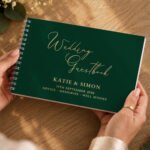 Personalised Any Message Dark Green Wedding Guest Book - Image 5
