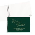 Personalised Any Message Dark Green Wedding Guest Book - Image 6