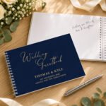 Personalised Any Message Navy Blue Wedding Guest Book - Image 4