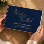 Personalised Any Message Navy Blue Wedding Guest Book - Image 5