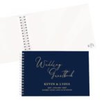 Personalised Any Message Navy Blue Wedding Guest Book - Image 6
