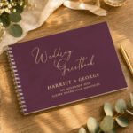 Personalised Any Message Plum Wedding Guest Book