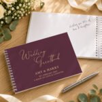 Personalised Any Message Plum Wedding Guest Book - Image 4