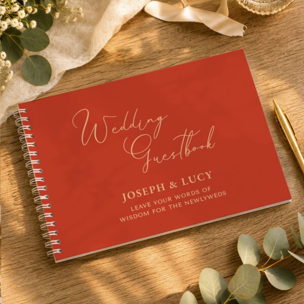 Personalised Any Message Burnt Orange Wedding Guest Book