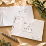 Personalised Botanical Design Off White Wedding Guest Book - Image 4