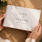 Personalised Botanical Design Off White Wedding Guest Book - Image 5