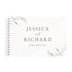 Personalised Botanical Design Off White Wedding Guest Book - Image 6